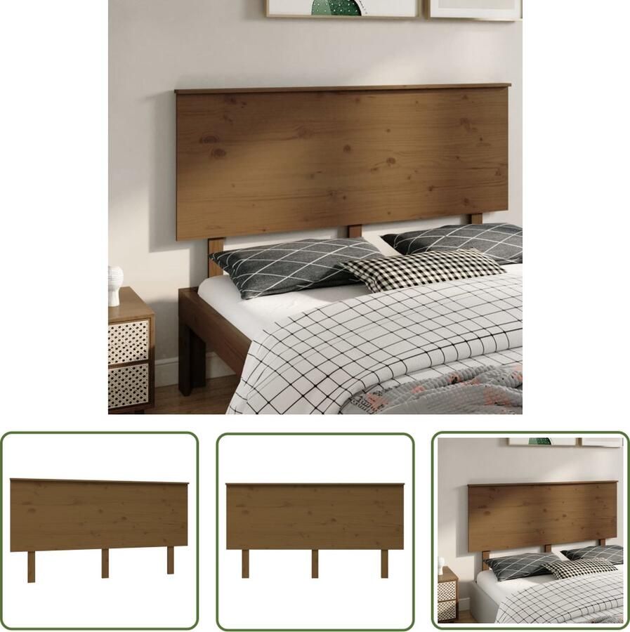 The Living Store Houten Hoofdeinde Grenenhout 154 x 6 x 82.5 cm Honingbruin Houten Hoofdbord Hoofdeinde Hoofdboard Grenenhout Vintage Meubels