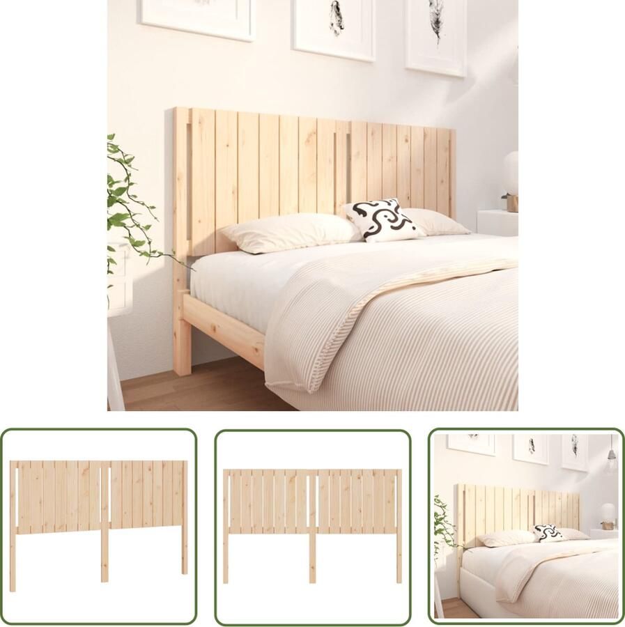 The Living Store Houten Hoofdeinde Grenenhout 155.5 x 4 x 100 cm Rustiek design Houten Hoofdbord Hoofdboard Rustic Headboard Grenenhout Meubilair Vintage Hoofdbord