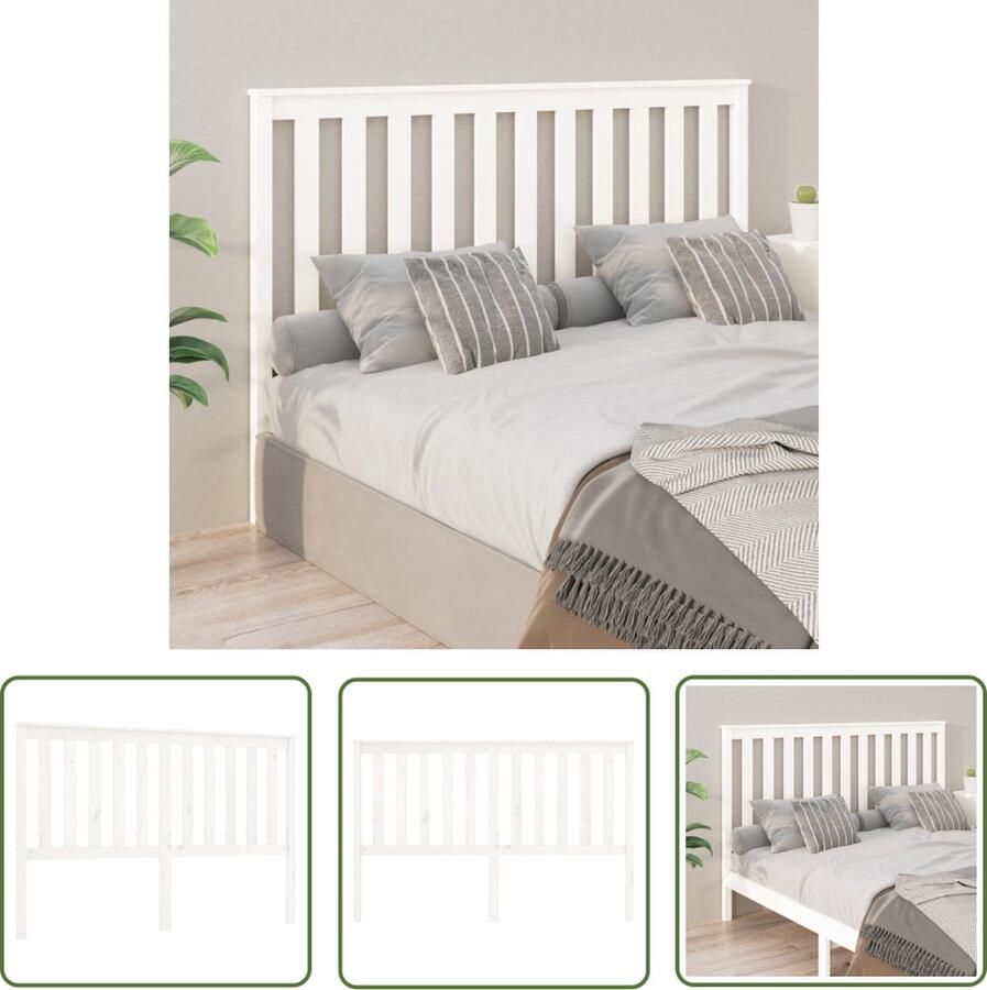 The Living Store Houten Hoofdeinde Wit 156 x 6 x 101 cm Massief Grenenhout Houten Hoofdbord Massief Grenenhout Witte Hoofdbord Bed Bedroom Decor