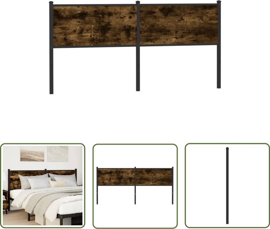 The Living Store Hoofdbord Bed 166 x 91.5 cm Gerookt eiken meets Materiaal en Stabiliteit Hoofd Bord Hoofdborden Bed Hoofdbord Bedding Houten Hoofdbord