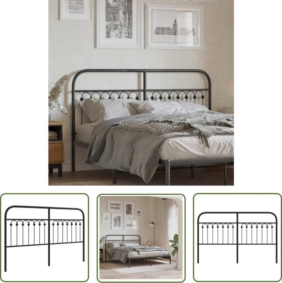The Living Store Stalen Hoofdbord 166 x 100 cm Zwarte kleur Hoofd Bord Hoofdbord Bedding Slaapkamer Decoratie Staal Hoofdbord