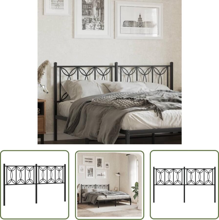 The Living Store Hoofdbord Staal 166x90 cm Zwarte Metalen Poten Hoofdbord Hoofdbed Metalen Hoofdbord Zwart Hoofdbord 160 Cm