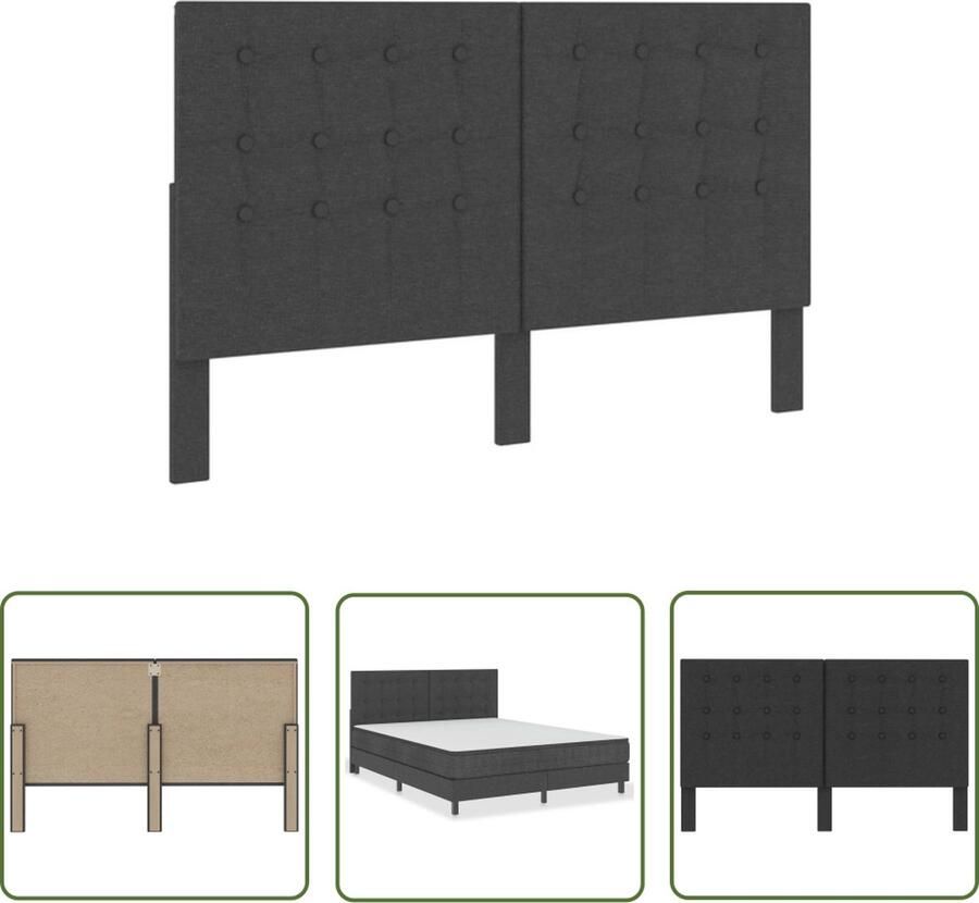 The Living Store Hoofdbord 160x200 cm getuft stof donkergrijs Hoofdbord Tufted Headboard Grijs Hoofdbord Bedroom Decor Slaapkamersdecoratie