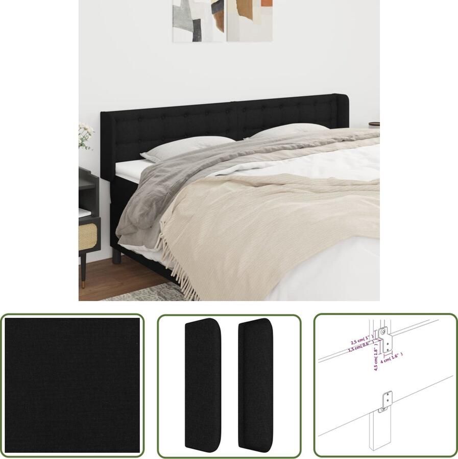 The Living Store Hoofdbord 163 x 16 x 78 88 cm zwart