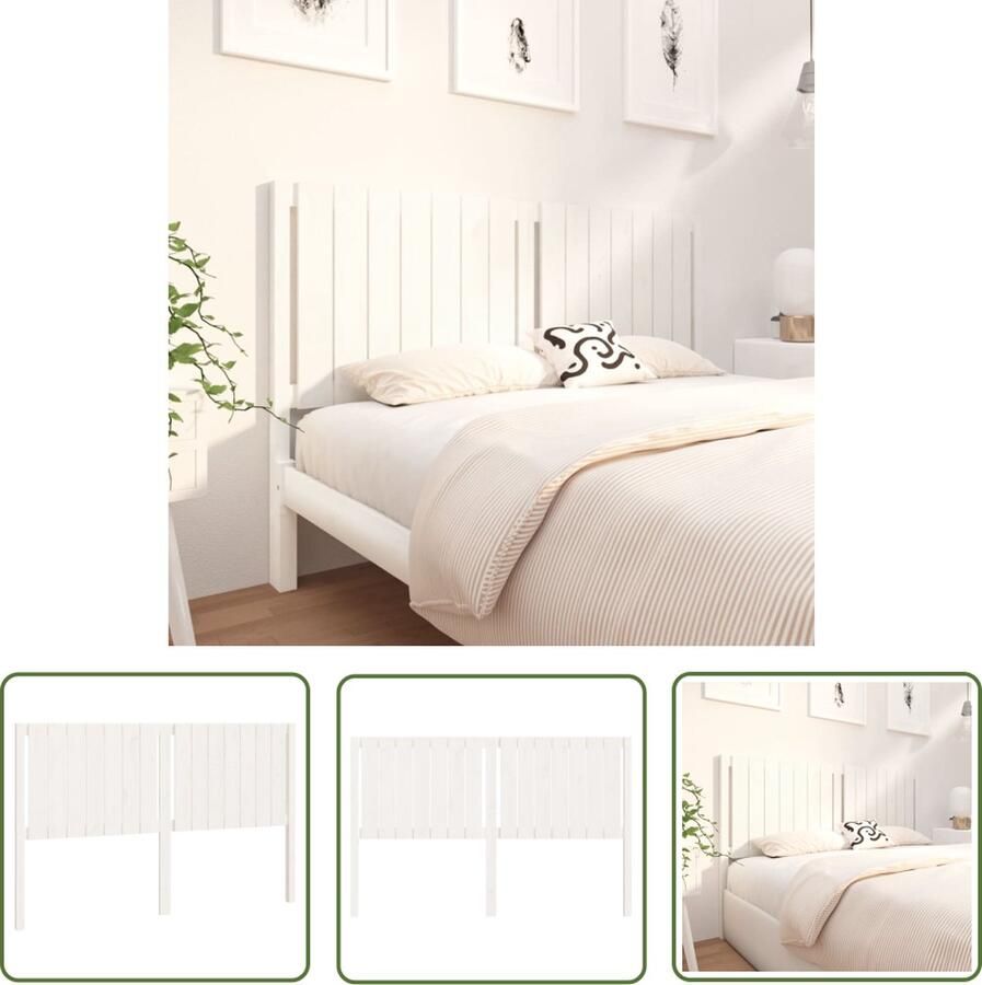 The Living Store Houten Hoofdeinde Wit 165.5 x 4 x 100 cm Grenenhout Houten Hoofdeinde Wit Hoofdbord Grenenhout Hoofdeinde Landelijk Hoofdeinde Modern Hoofdeinde