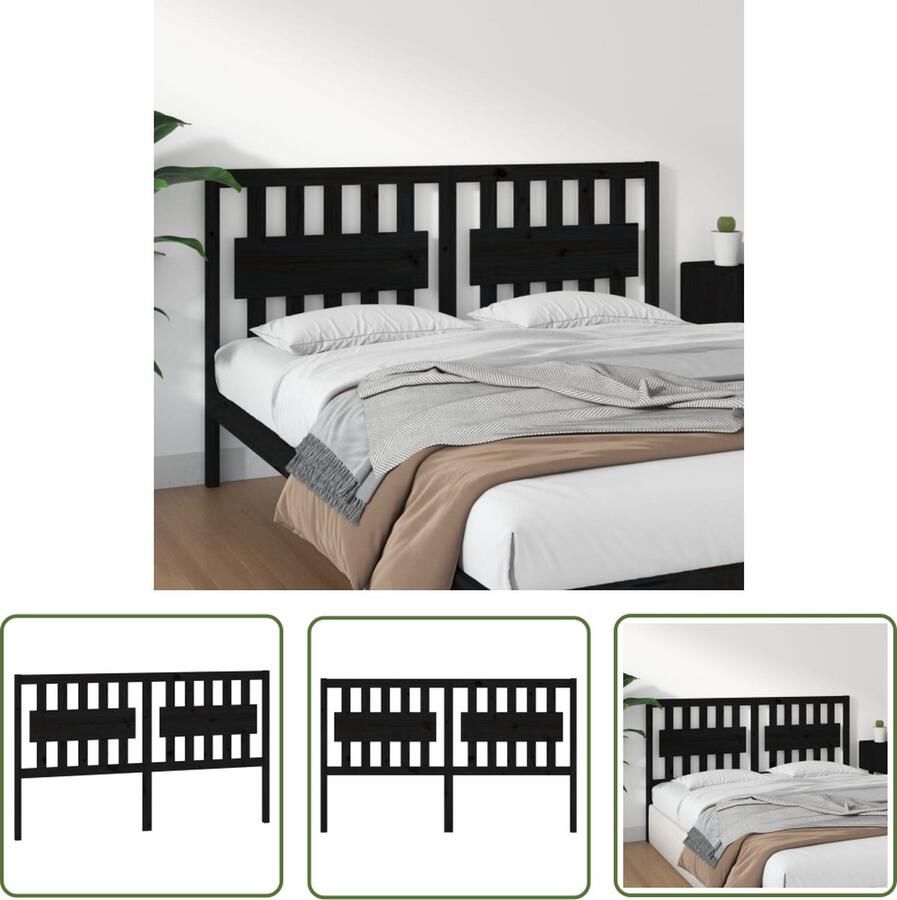 The Living Store Houten Hoofdeinde Hoofdbord 165.5 x 4 x 100 cm Zwart Hoofd Bord Hoofdeinde Houten Hoofsteun Houten Beddecoratie Black Headboard