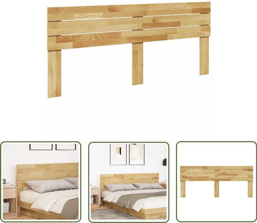 The Living Store Hoofdbord 180 cm massief hout eiken Hoofdbord Eikenhout Massief Hout Beddecoratie Slaapkamer Decoratie
