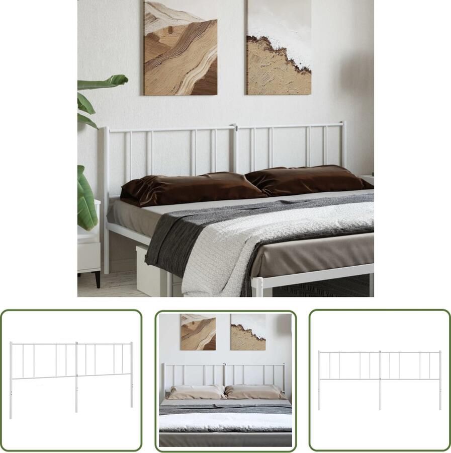 The Living Store Hoofdbord Metalen Hoofdbord Wit 187 x 3 x 90 cm Staal Hoofdbord Hoofdboard Beddecoratie Slaapkamer Decoratie Metalen Hoofdbord