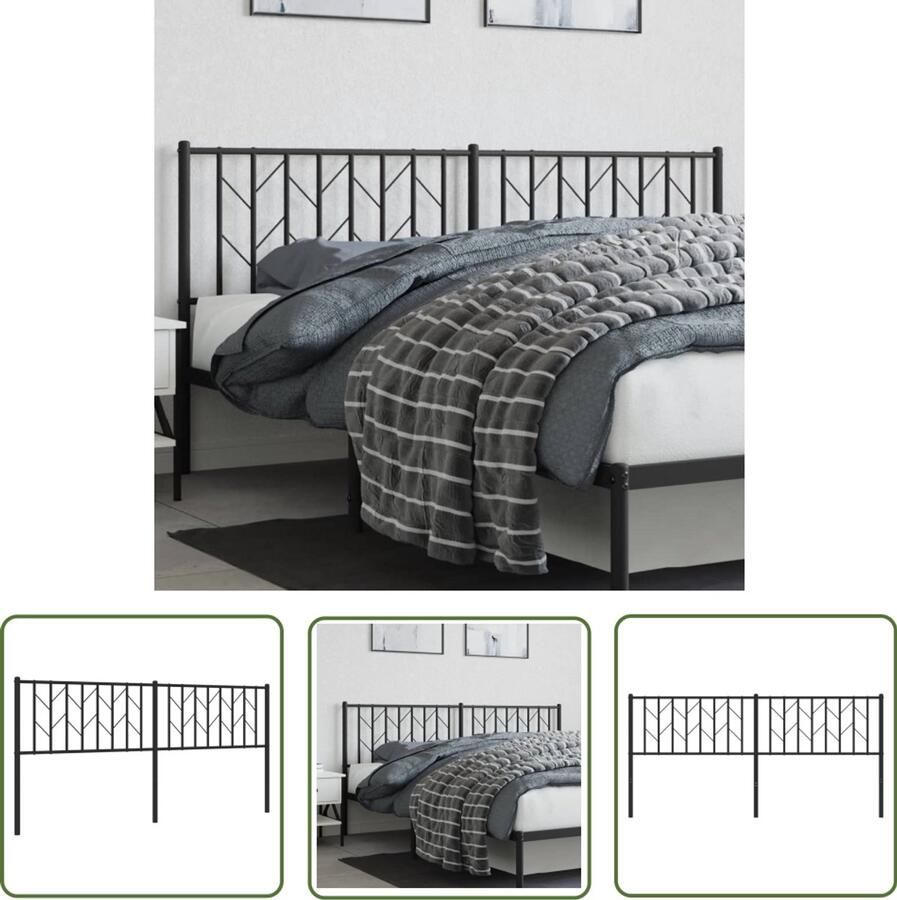 The Living Store Hoofdbord Metalen Hoofdbord 187 x 90 cm Zwart Staal Hoofdbord Hoofdboard Metalen Hoofdbord Zwart Hoofdbord Hoofdkussen