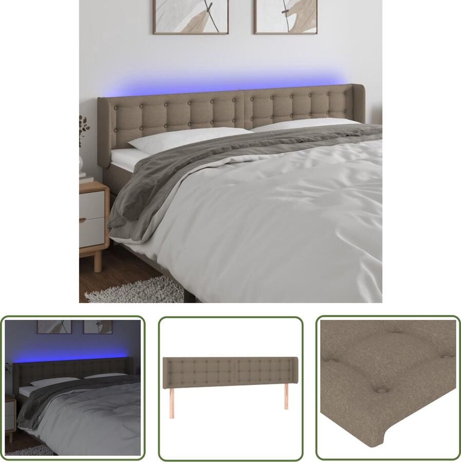 The Living Store Hoofdbord 183 x 16 x 78 88 cm LED-verlichting Verstelbare hoogte Duurzaam materiaal Kleurrijk Comfortabele ondersteuning Snijdbare LED-strip USB-aansluiting