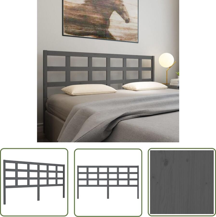 The Living Store Houten Hoofdeinde Grijs 185.5 x 4 x 100 cm Massief Grenenhout Houten Hoofdbord Hoofdeinde Grieze Hoofdbord Massief Grenenhout Bedroom Decor
