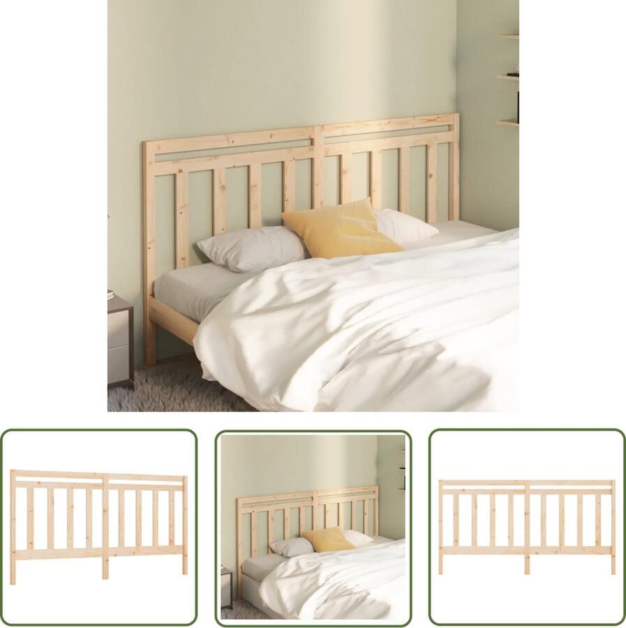 The Living Store Hoofdbord 186x4x100 cm massief grenenhout Hoofd Bord Beddecoratie Hoofdeinde Grenenhout Klassieke Meubels
