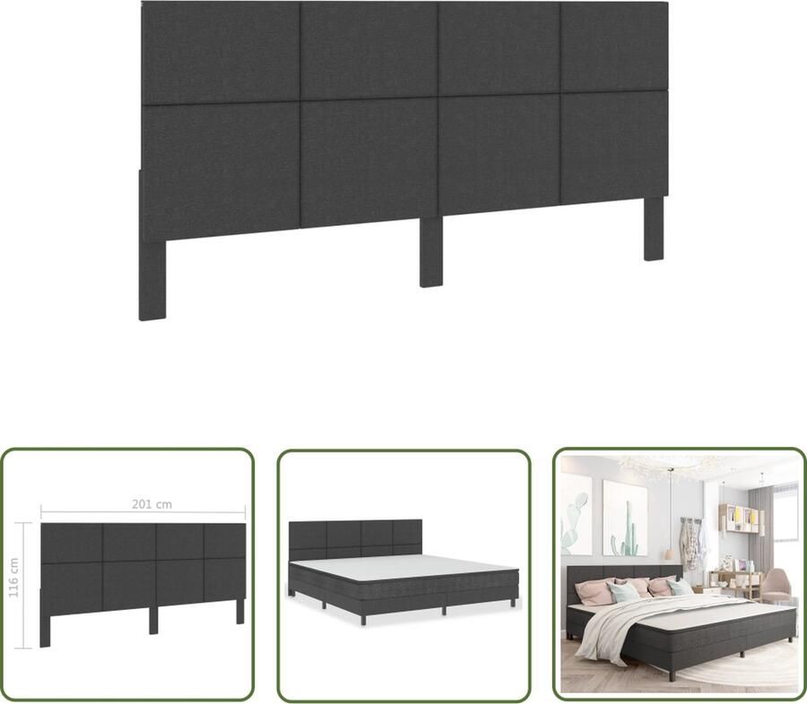The Living Store Hoofdbord 201 x 116 x 3.8 cm Donkergrijs Hoofd Bord Hoofdeinde Slaapkamerdecoratie Donkere Kleuren Stoffen Hoofdborden