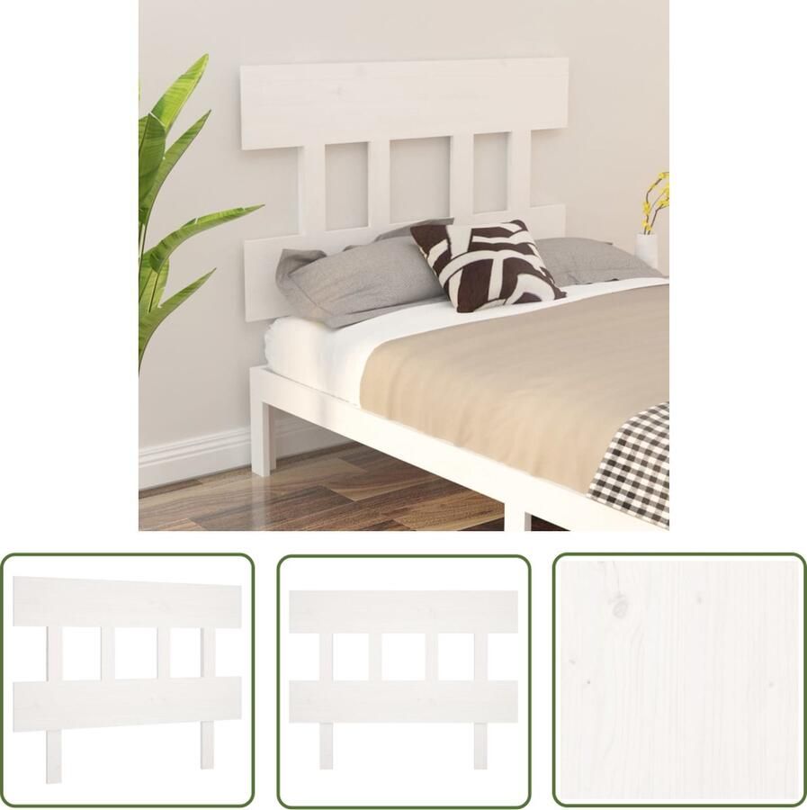 The Living Store Houten Hoofdeinde Grenenhout Wit 78.5 x 3 x 81 cm Rustiek Rustgevend Ontwerp Hoofdboard Hoofdeinde Houten Hoofdbord Grenenhout Wit Hoofdbord