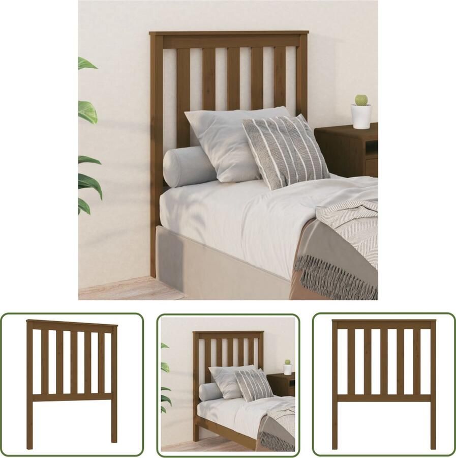The Living Store Houten Hoofdeinde Grenenhout 81x6x101 cm Honingbruin Houten Hoofdbord Hoofddekens Beddecoratie Slaapkamers Grenenhout Meubels