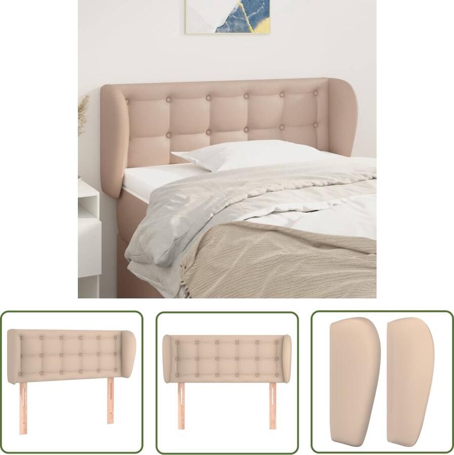 The Living Store Hoofdbord met randen 83x23x78 88 cm kunstleer cappuccinokleur Hoofd Bord Hoofdkussen Beddecoratie Kapstok Bedroom Decor