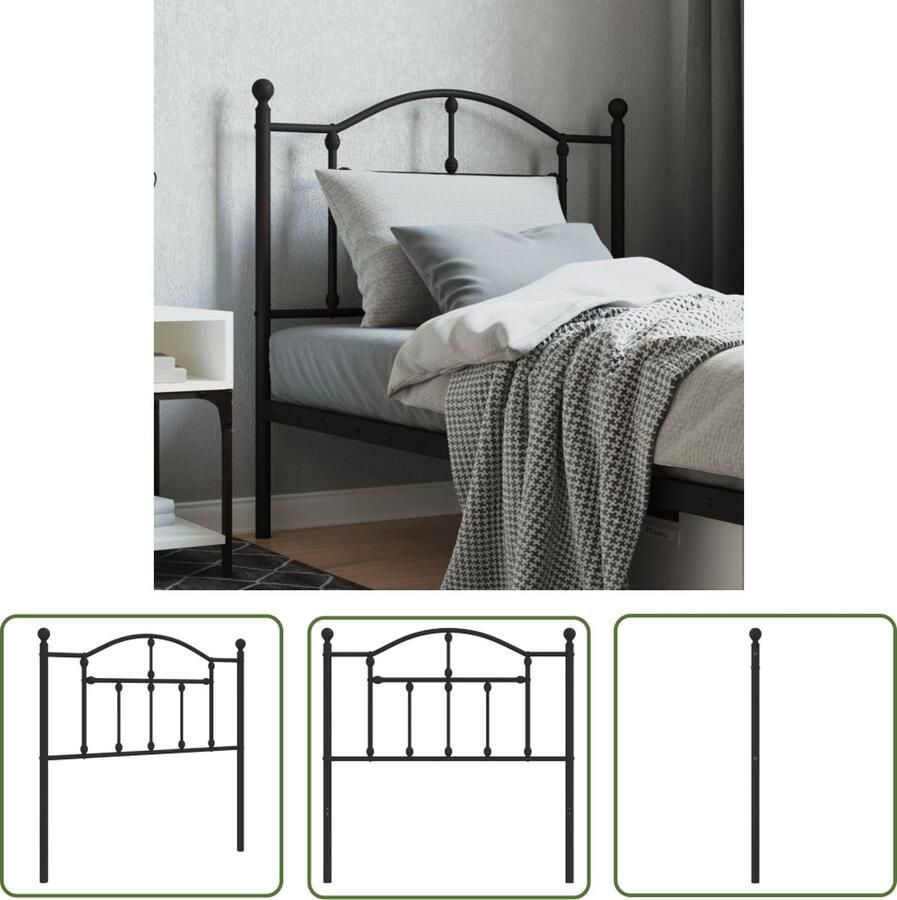 The Living Store Hoofdbord Metalen Bedframe 95 x 3 x 97 cm Kleur- zwart Hoofdbord Hoofdbekleding Beddecoratie Metalen Hoofdbord Zwart Hoofdbord