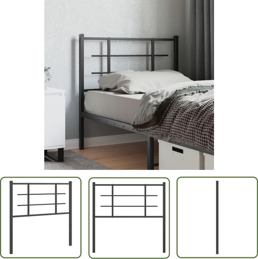 The Living Store Hoofdbord Trendy Staal 95 x 3 x 90 cm Robuuste metalen constructie Hoofdbord Hoofddekking Beddecoratie Staal Zwarte Meubels