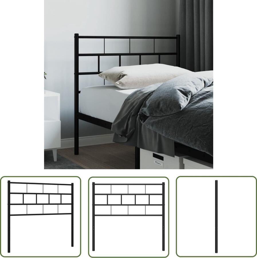 The Living Store Hoofdbord Metaal 95 x 3 x 90 cm Zwart Hoofdbord Metalen Hoofdbord Zwart Hoofdbord 90 Cm Beddecoratie