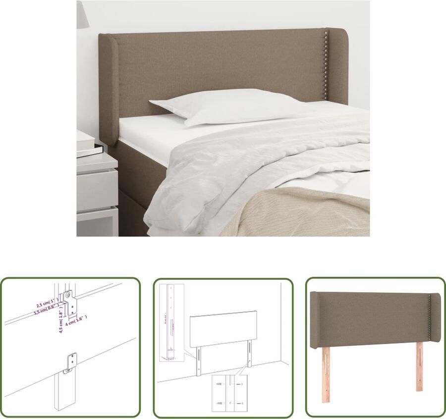 The Living Store Klassiek Hoofdbord 93 x 16 x 78 88 cm Taupe Ademend en Duurzaam Klassieke Hoofdbord Taupe Bedhoofd Klassiek Stoffen Hoofdbord Comfortabele Hoofdbord - Foto 3