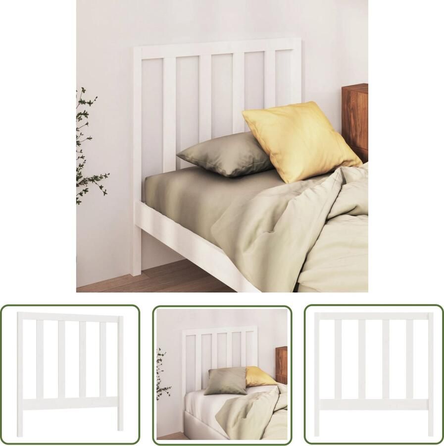 The Living Store Houten hoofdeinde Wit 96 x 4 x 100 cm Klassieke uitstraling Houten Hoofdbord Wit Klassieke Hoofdbord Beddecoratie Slaapkamer Decoratie