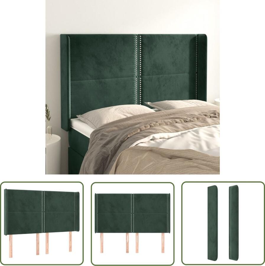 The Living Store Hoofdbord Bed 147x16x118 128 Donkergroen