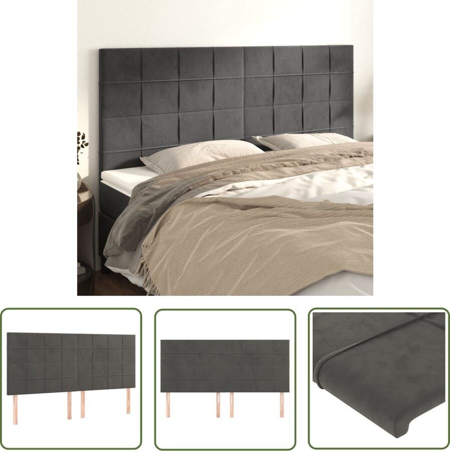 The Living Store Hoofdbord Bedaccessoire 160x118 128 cm Donkergrijs