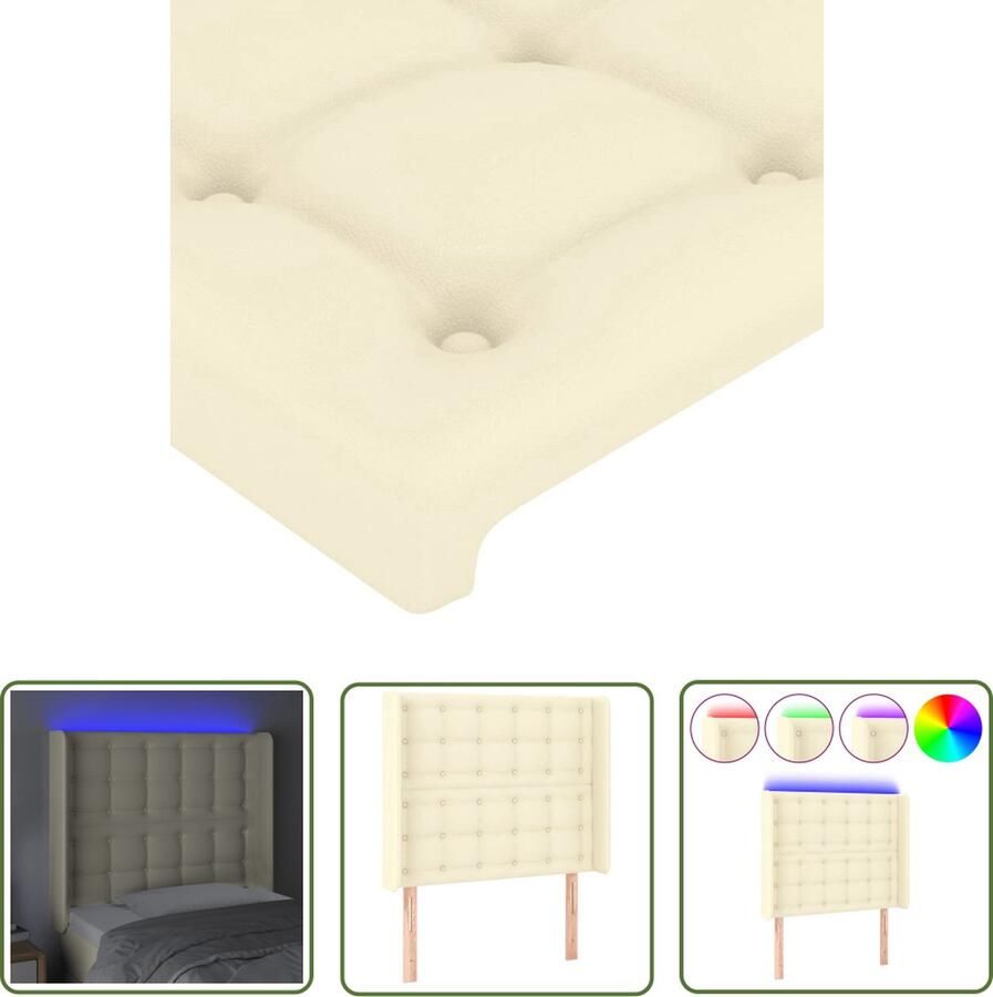 The Living Store Hoofdbord Bedaccessoires 93x16x118 128 cm Crème