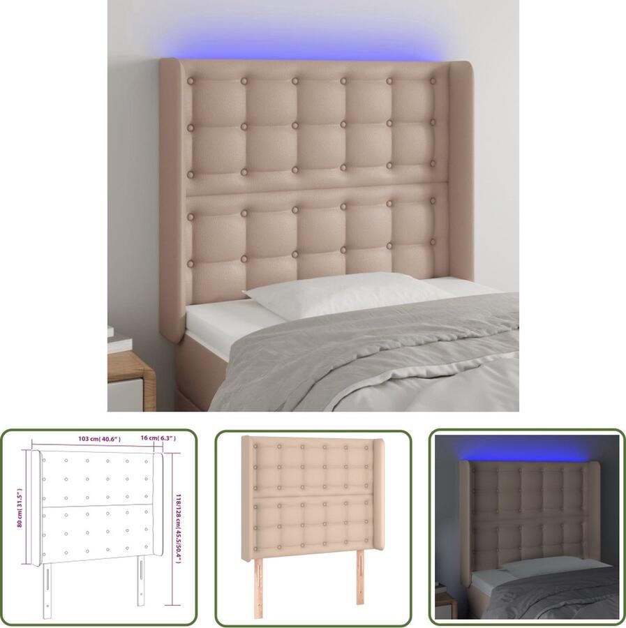 The Living Store Hoofdbord Cappuccino Kunstleer 103x16x118 128 cm Verstelbaar hoofdeinde met kleurrijke LED-verlichting Hoofd Bord Led Hoofdbord Kapstok Bedroom Decor Slaapkamersdecoratie
