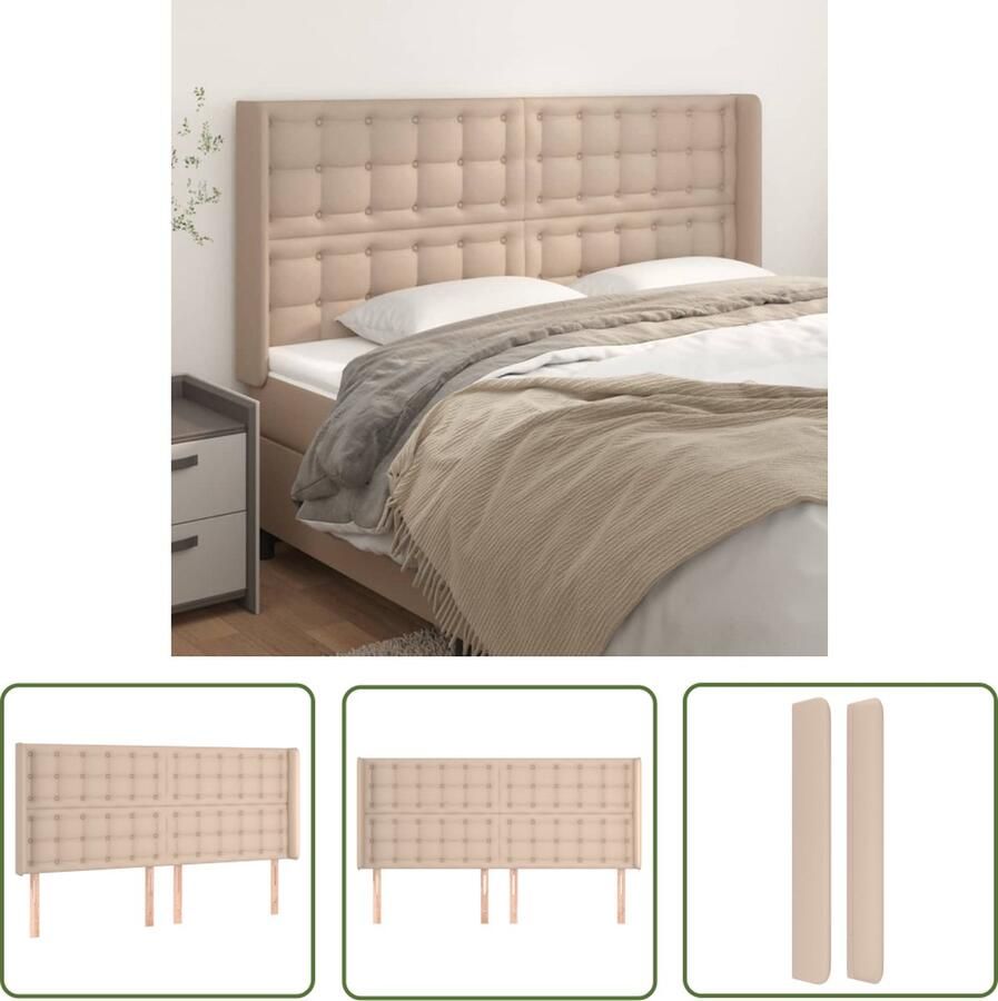 The Living Store Hoofdbord Cappuccino Kunstleer 183x16x118 128 cm Verstelbare Hoogte Hoofd Bord Kapstok Bedstede Bedroom Decoratie Bruine Meubels - Foto 3