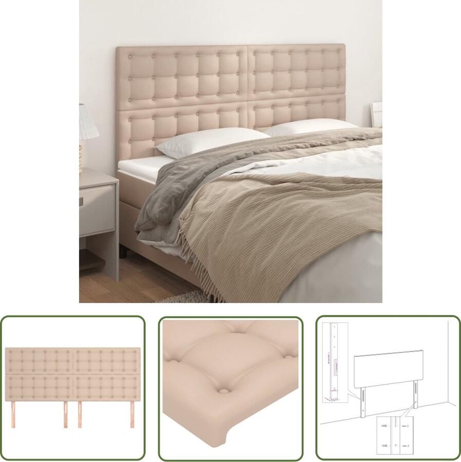 The Living Store Hoofdbord Cappuccino Kunstleer 200 x 5 x 118 cm (B x D x H) Stabiele poten Verstelbare hoogte Hoofd Bord Hoofdkussen Kapstok Bedroom Decoratie Slaap Kamer Meubels