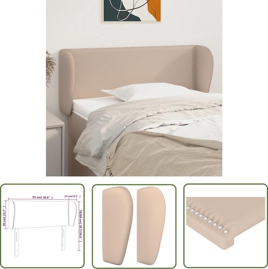 The Living Store Hoofdbord Cappuccino Kunstleer 93 x 23 x 78 88 cm Verstelbaar Klassiek Hoofdbord met Klinknagels Hoofd Bord Hoofdkussen Kapstok Bedroom Decor Klassiek Hoofdbord