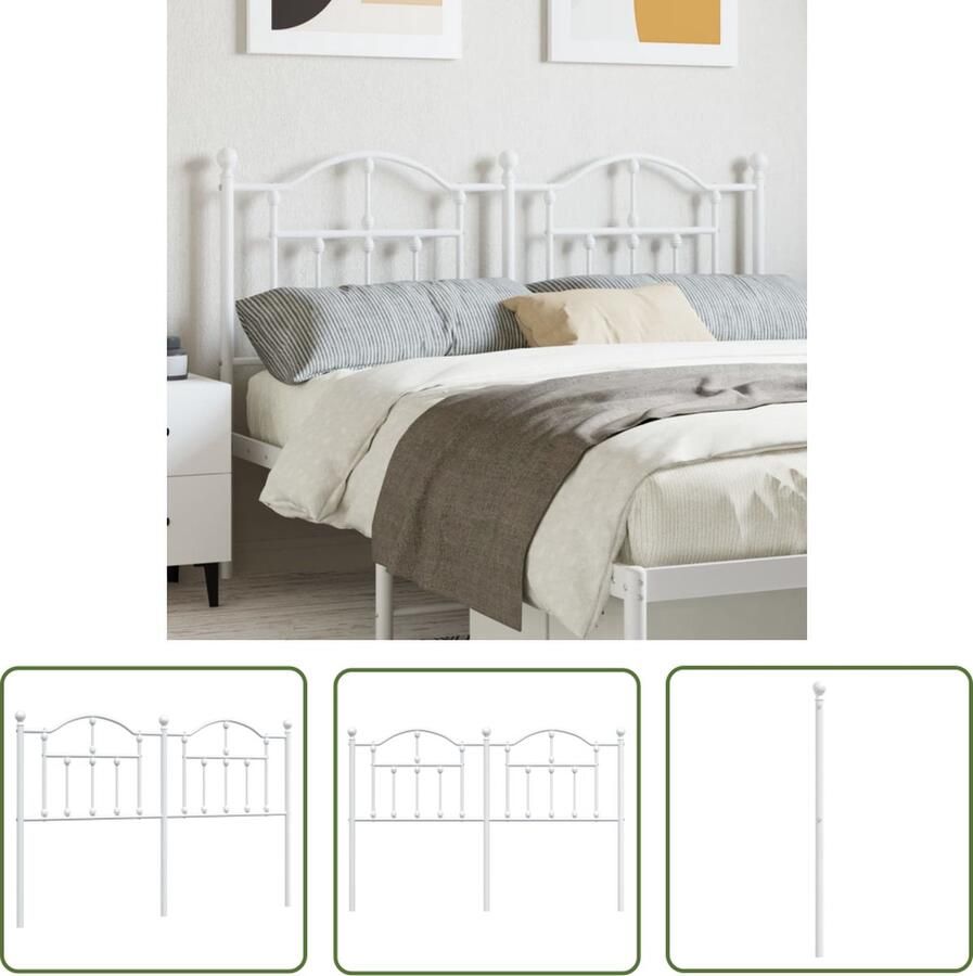 The Living Store Hoofdbord Classic Metaal 156x97cm Wit