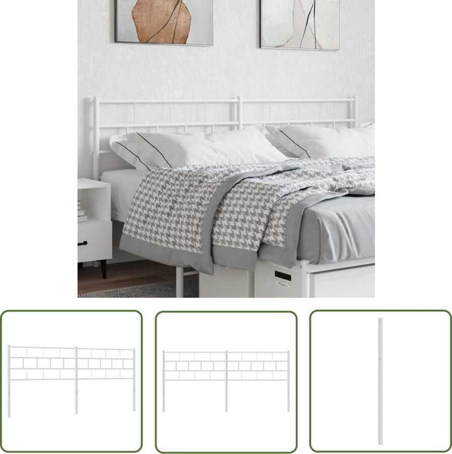 The Living Store Hoofdbord Classic Metalen Hoofdbord Wit 187x3x90 cm Stevig en Stabiel Montage vereist Hoofdbord Hoofd Bord Beddecoratie Slaapkamers Slaapkamer Decoreren - Foto 2