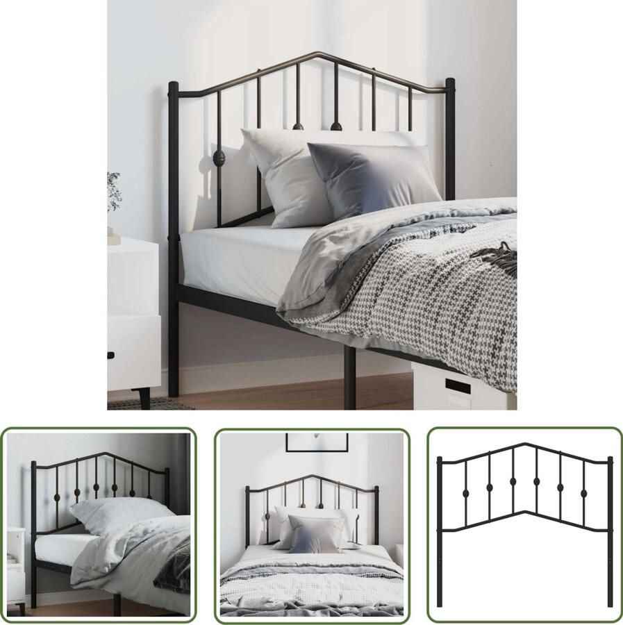 VidaXL Hoofdbord 100 cm Metaal Zwart Hoofdbord Beddecoratie Metalen Hoofdbord Zwarte Hoofdbord 100 Cm Staal Hoofdbord Klassiek Hoofdbord Moderne Hoofdbord - Foto 2