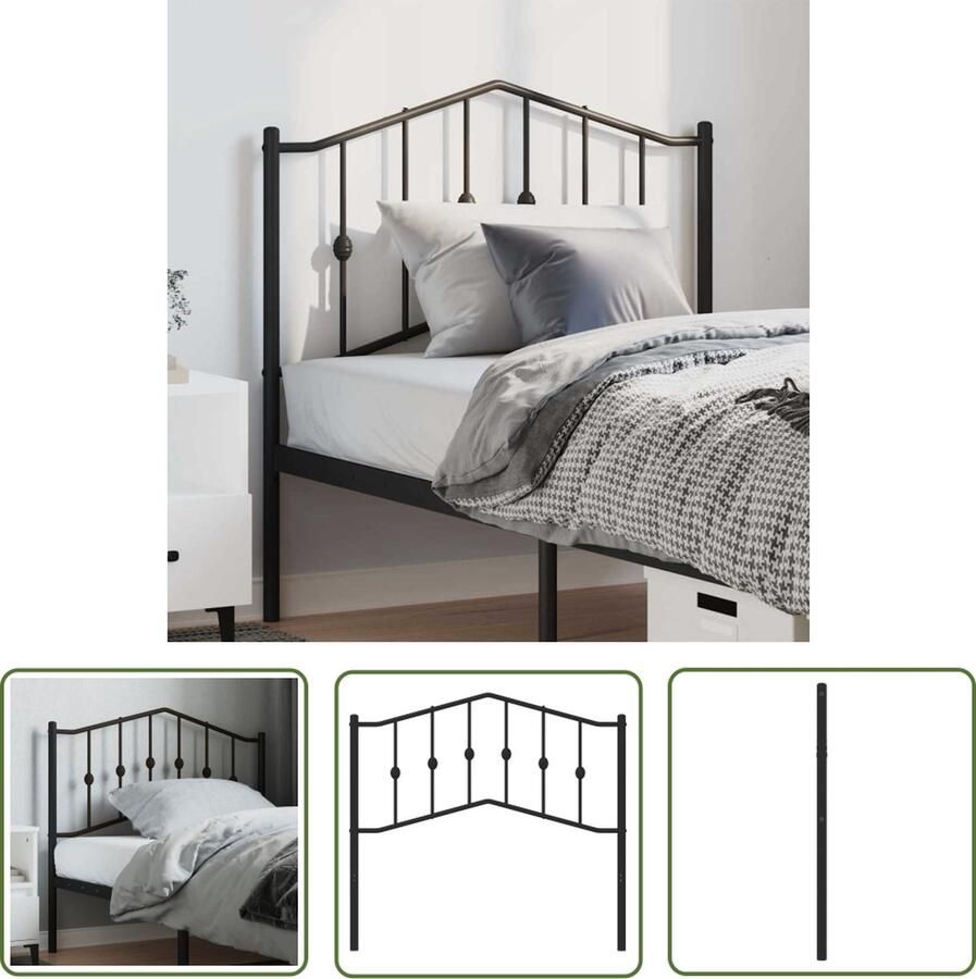 The Living Store Hoofdbord Classic Zwart 105 x 4 x 98 cm Staal Hoofdbord Hoofdbekleding Slaapcomfort Beddecoratie Modern - Foto 2