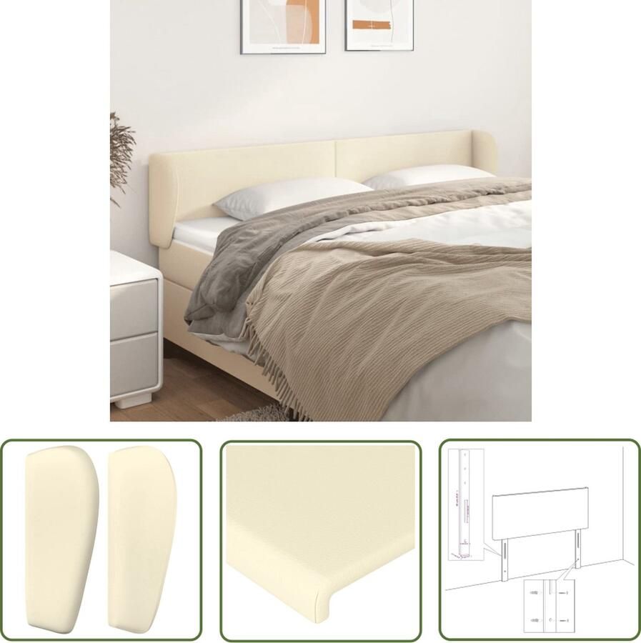 The Living Store Hoofdbord Crème Kunstleer 163x23x78 88 cm