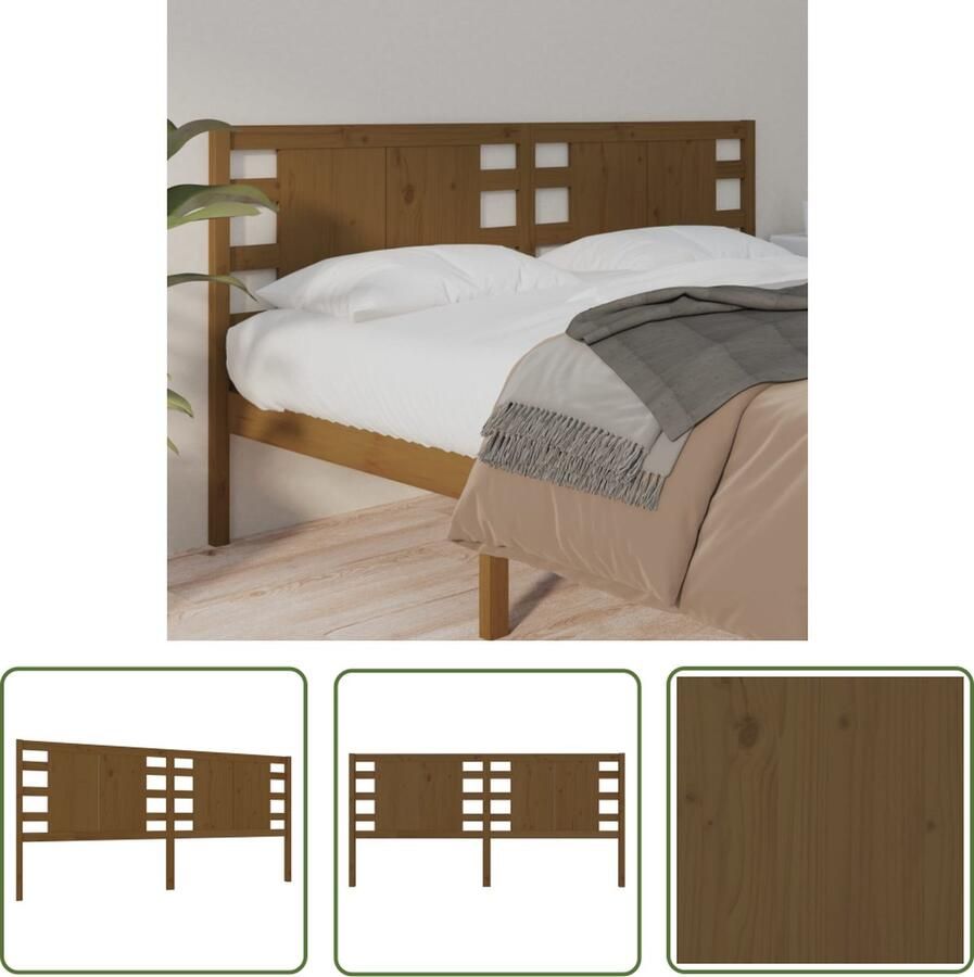 The Living Store Hoofdbord 166x4x100 cm massief grenenhout honingbruin Bedonderdeel