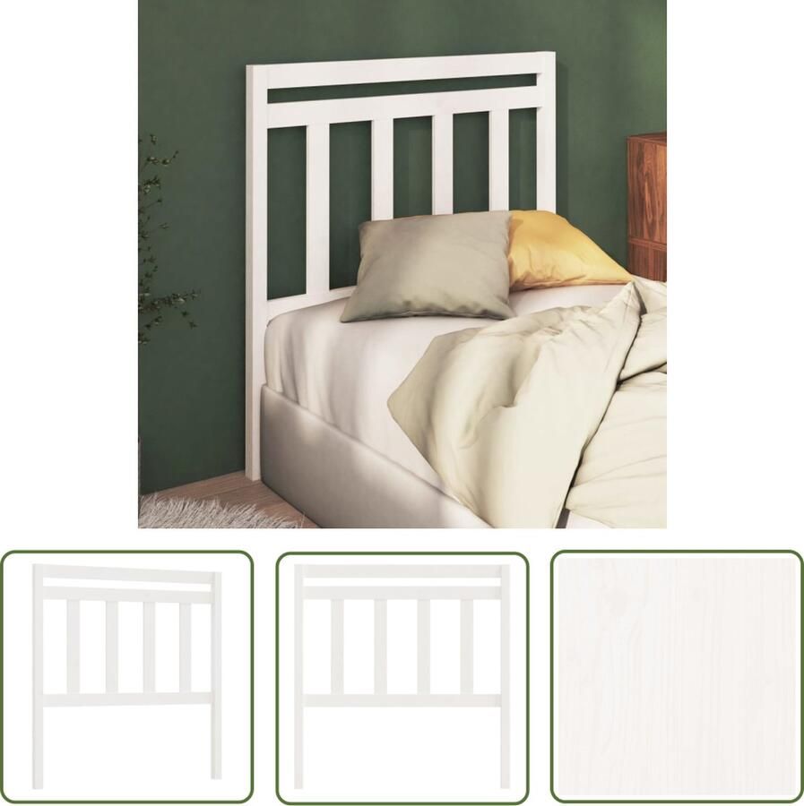 The Living Store Hoofdbord Grenenhout Wit 81 x 4 x 100 cm Klassiek design