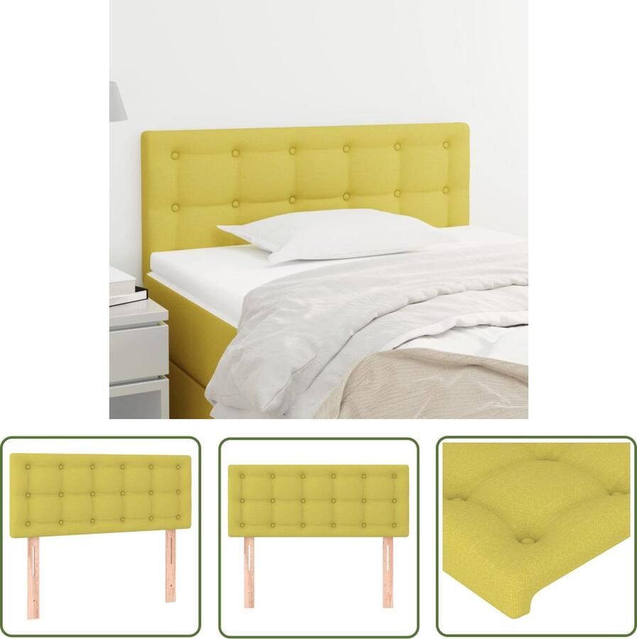 The Living Store Hoofdbord Groen 100 x 5 x 78 88 cm Stof en hout