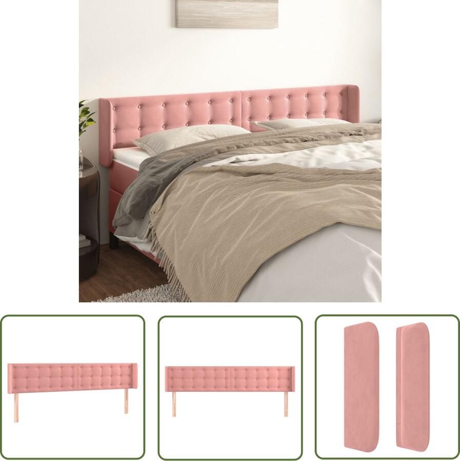 The Living Store Hoofdbord Hoofdeind 163x16x78 88 cm Fluwelen stof