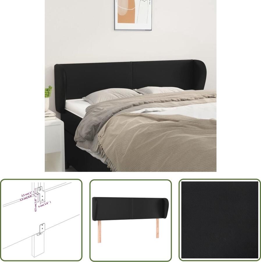 The Living Store Hoofdbord met randen 147x23x78 88 cm kunstleer grijs Hoofd Bord Hoofdkussen Beddecoratie Slaapkamers Interieurdesign