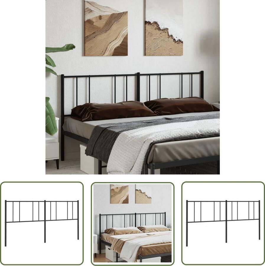 The Living Store Hoofdbord Klassiek Bed Afmetingen- 187 x 3 x 90 cm Ken- Robuuste metalen constructie Hoofdbord Beddecoratie Klassiek Hoofdbord Metalen Hoofdbord Zwarte Hoofdbord
