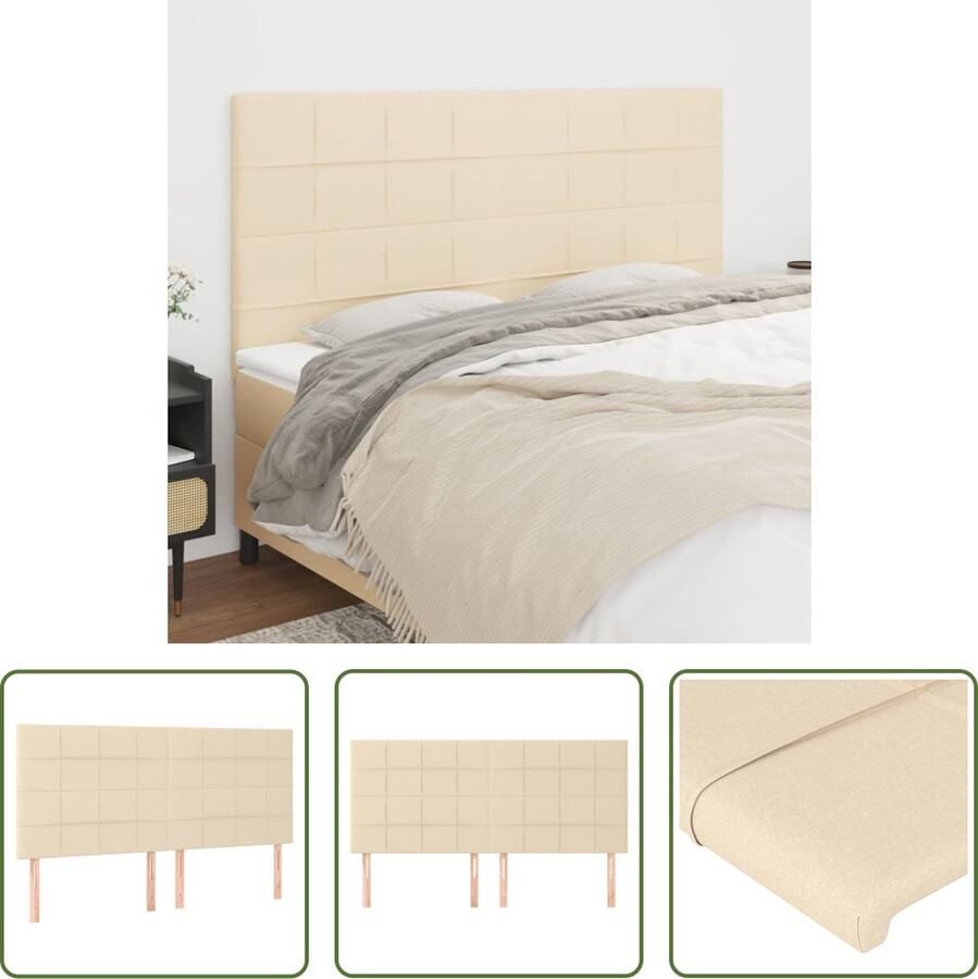 The Living Store Hoofdbord Klassiek Bedombouw 180 x 5 x 118 128 cm Kleur- Crème Klassieke Hoofdbord Creme Beddecoratie Stoffen Hoofdbord Bedhoofd