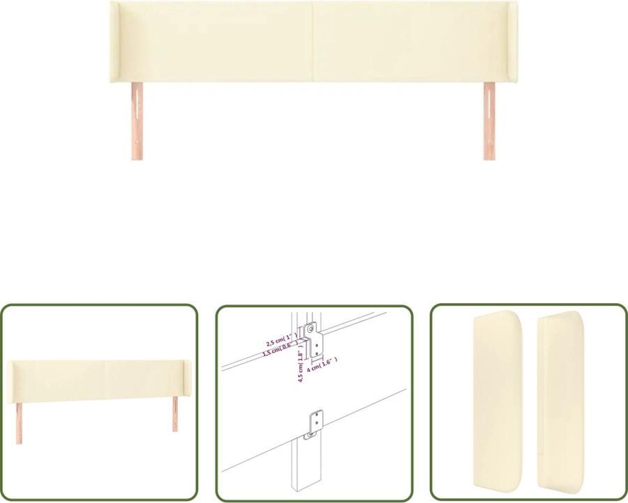 The Living Store Hoofdbord Klassiek Crème 163x16x78 88cm Kunstleer