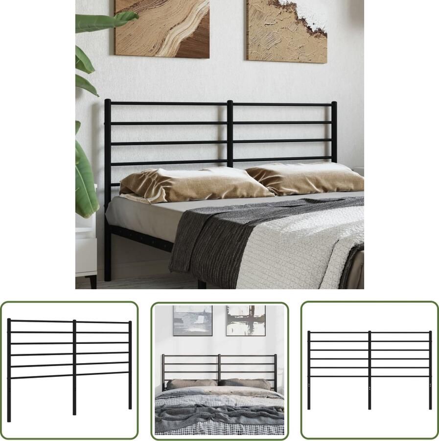 The Living Store Hoofdbord Klassiek design Robuuste metalen constructie Stevige en stabiele poten Comfortabele ondersteuning Kleur- Zwart Afmetingen- 156 x 3 x 90 cm Geschikt voor matrasbreedte van 150 cm Montage vereist