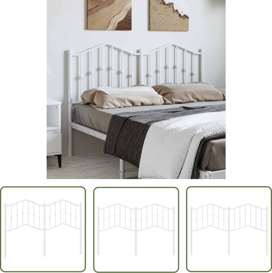 The Living Store Hoofdbord Klassiek design Staal 156 x 4 x 98 cm Wit Hoofdbord Beddecoratie Hoofdbekleding Slaapkamerstijl Modern Hoofdbord