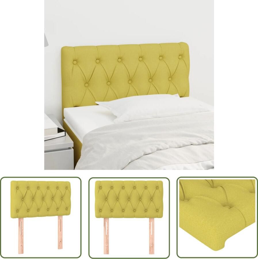 The Living Store Hoofdbord Klassiek Groen 80 x 7 x 78 88 cm Stoffen bekleding