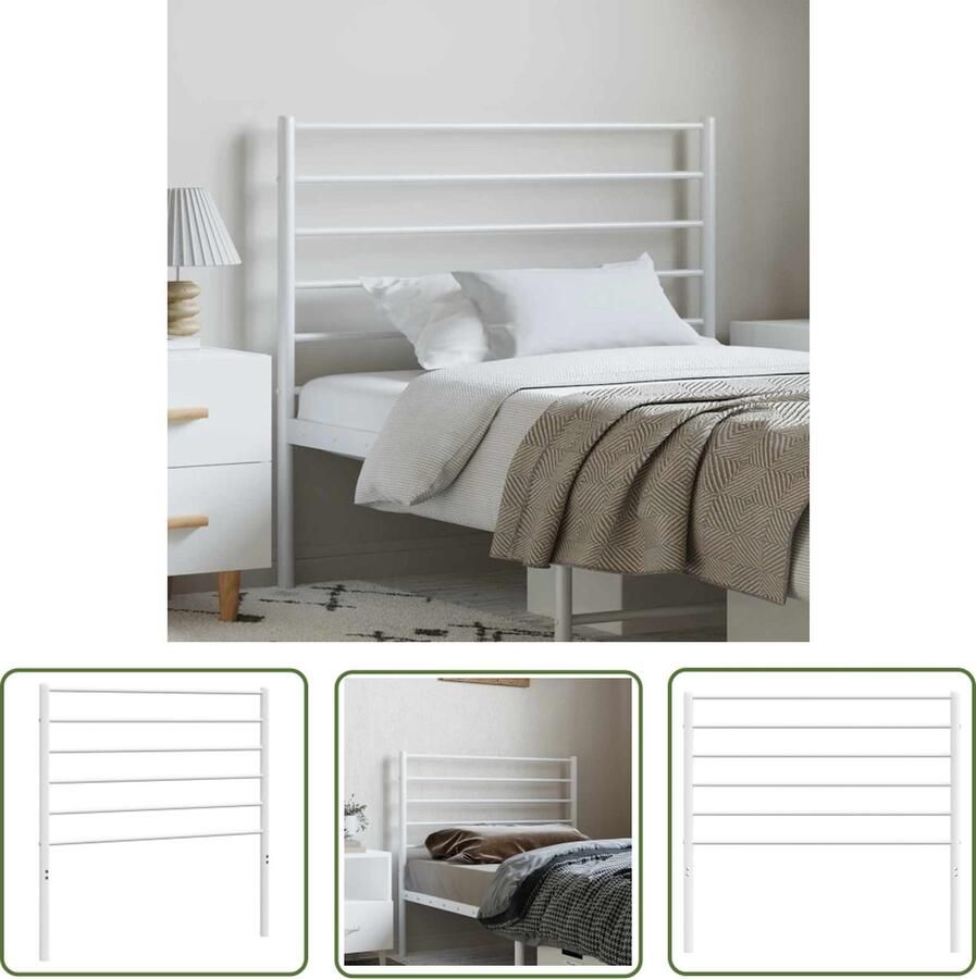 The Living Store Hoofdbord Klassiek Hoofdborden Afmeting- 105 x 3 x 90 cm Kleur- wit Hoofdbord Beddecoratie Hoofdbekleding Klassiek Hoofdbord Staal Hoofdbord