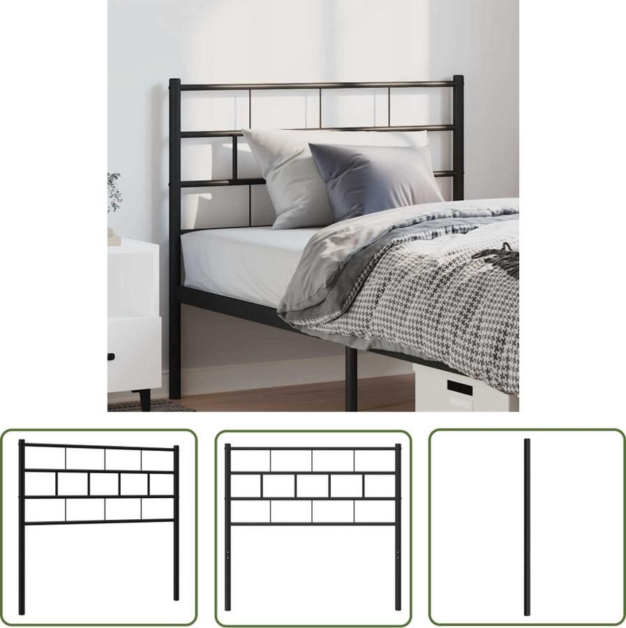 The Living Store Hoofdbord Klassiek Metaal 105 x 3 x 90 cm Zwart Hoofdbord Hoofdbekleding Beddecoratie Metalen Hoofdbord Zwart Hoofdbord